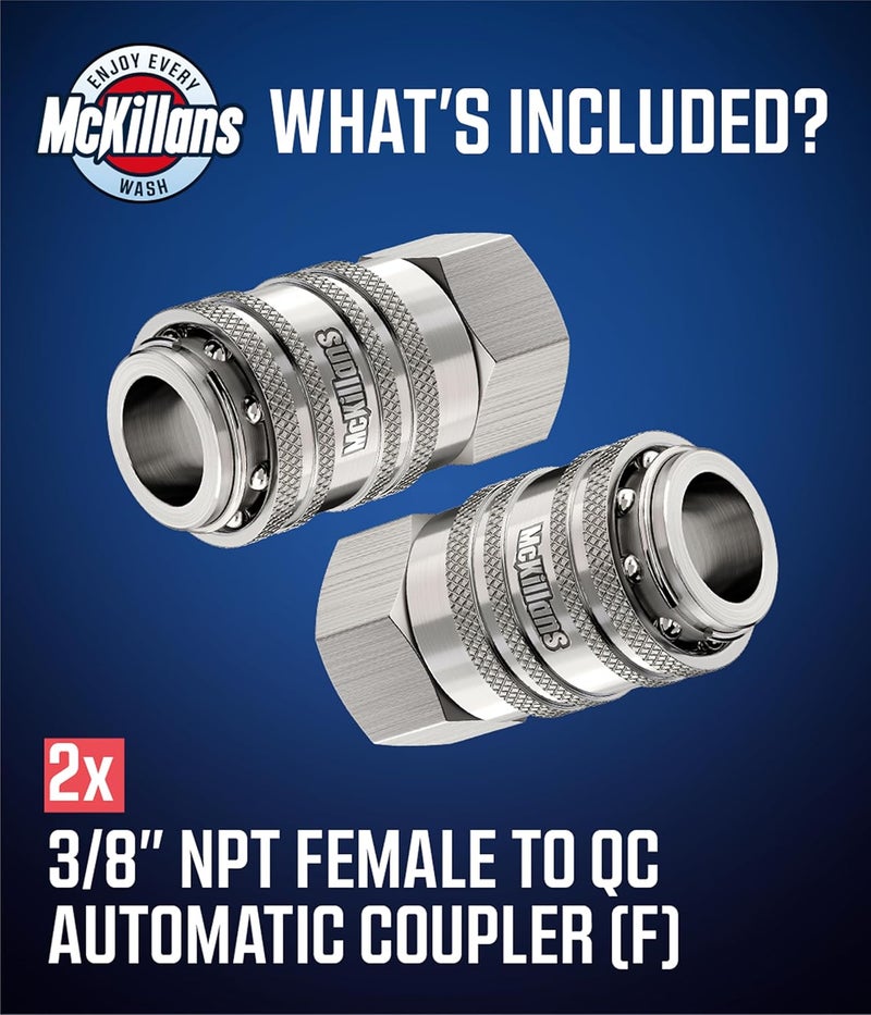 McKillans ® Automatic 3/8" NPT Female Quick Connect Fittings - Stainless Steel - 3/8" Pressure Washer Quick Connect Kit - Power Washer NPT 3/8" Quick Connect Fittings - PUSH-TO-CONNECT - Image 5
